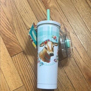 Pioneer woman Floral Cow Tumbler with Straw